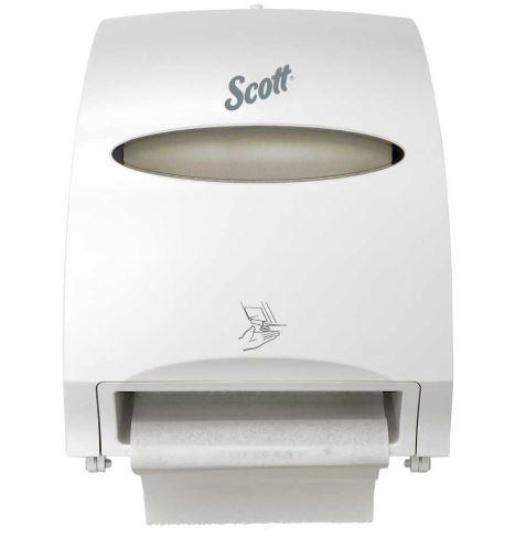 SCOTT ESSENTIAL ELECTRONIC TOWEL DISPENSER, WHITE WITH PURPLE CORE