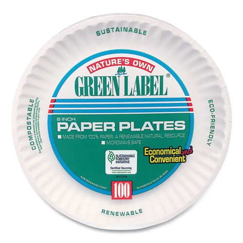 6" White Uncoated Paper Plate, 10/100