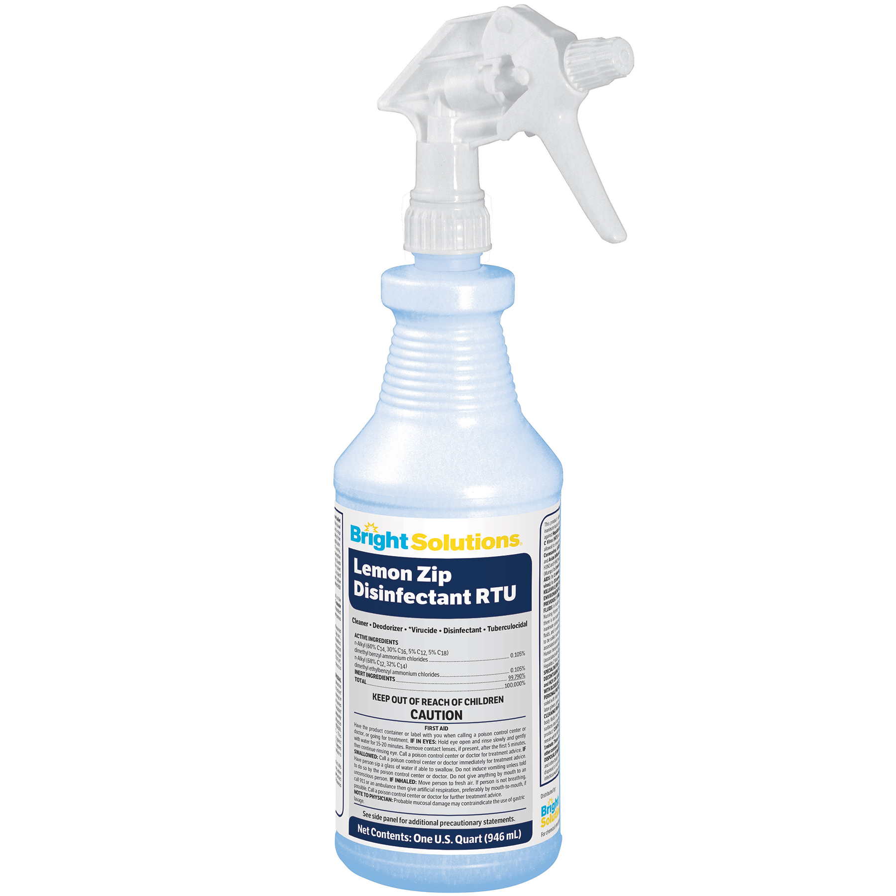 Bright Solutions Lemon Zip Disinfectant Cleaner - 12qt/cs