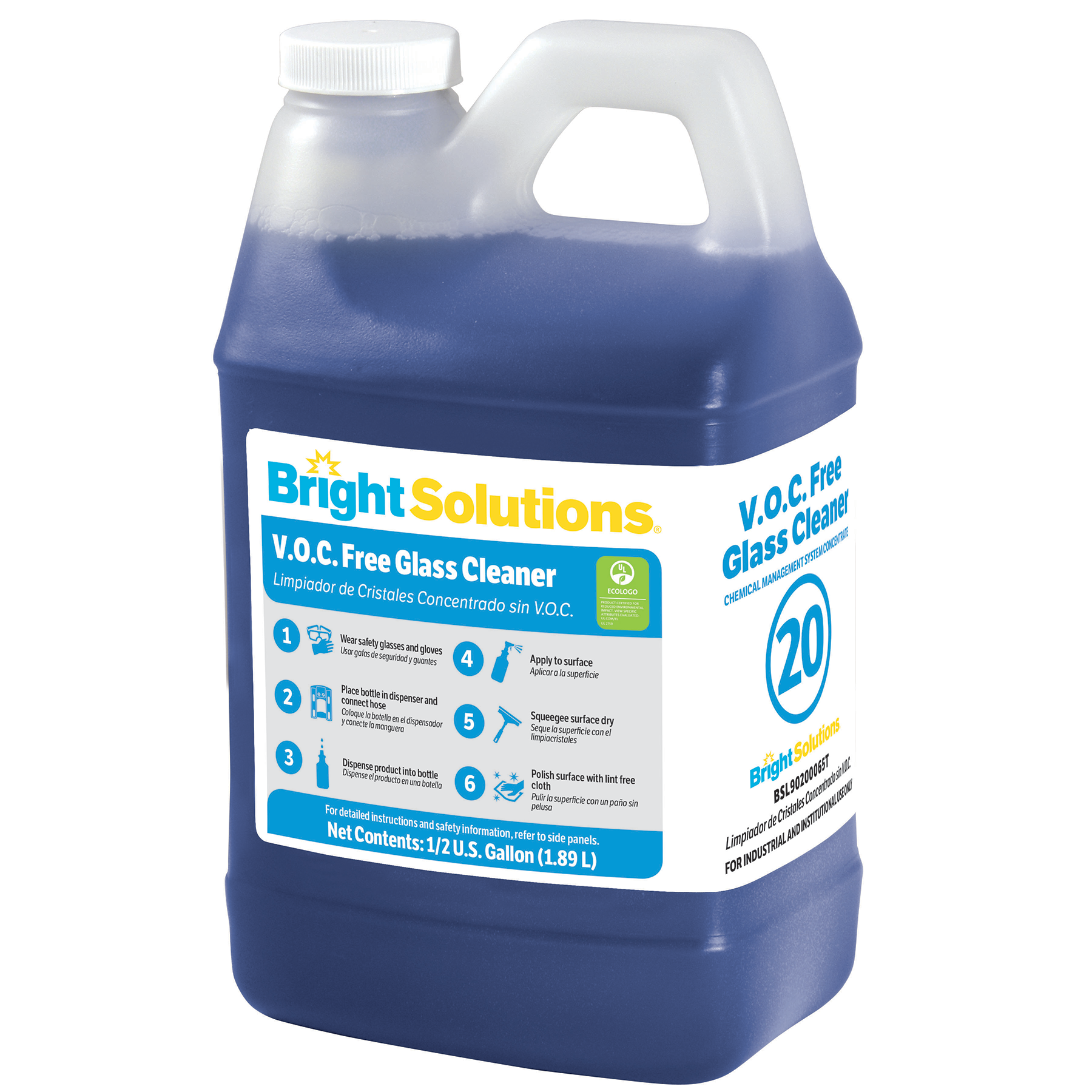 Bright Solutions® V.O.C. Free Glass Cleaner #20 - 4/64oz