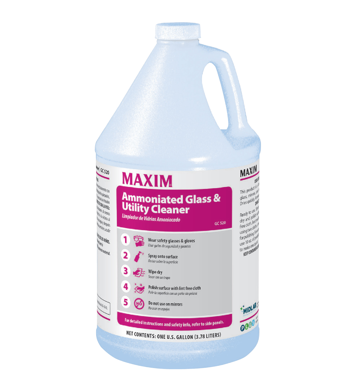 Maxim Ammoniated Glass & Utility Cleaner - Gal.. 4/cs