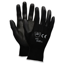 Memphis 100% Nylon Black Polyurethane Coated Glove - Large. 12dz/cs