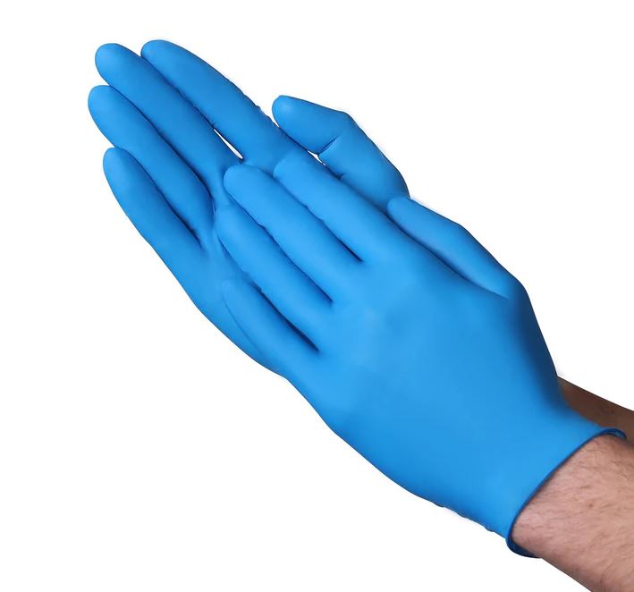 10/100 LG Blue Nitrile PF Exam Glove 4mil